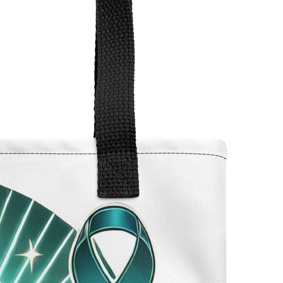 NWT - Kicking Cancer 1 Day At Time 15 x 15 Cancer Tote Bag - Ovarian Cancer - Picture 7 of 7